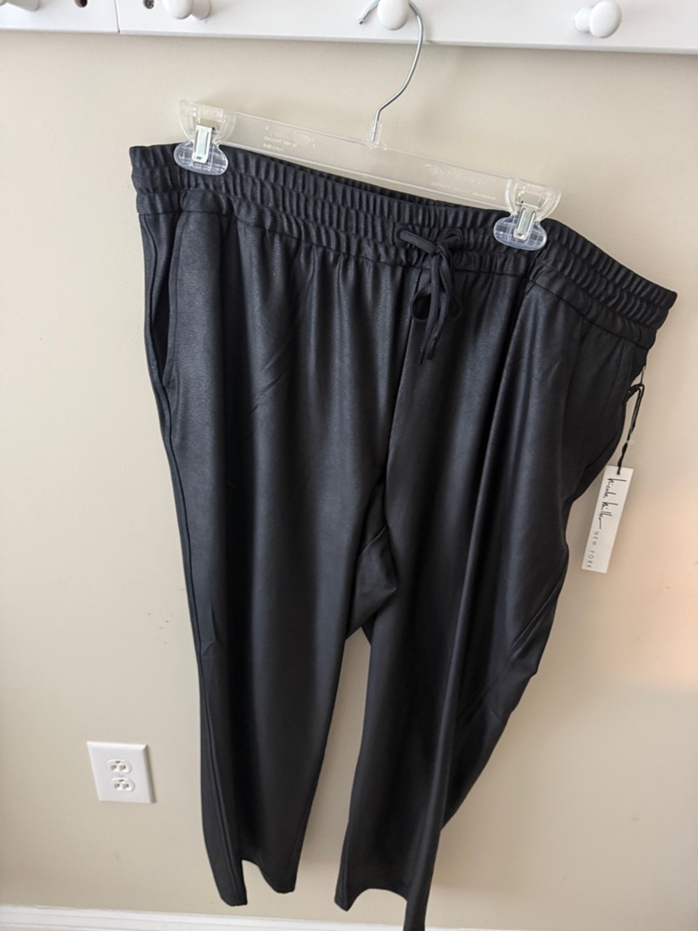 Black Faux Leather Jogger Pants